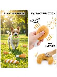 PETSIN 宠物狗磨牙玩具（带声音） - 鸭子玩具 / 香肠迷你汉堡 - 彩色 - 查看 3