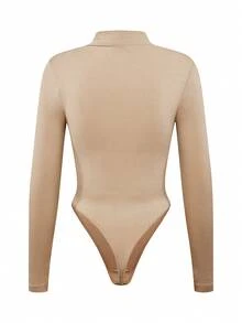 SHAPORA Bộ jumpsuit nữ không đường may cổ cao tay dài giúp thon gọn eo, bộ jumpsuit định hình cơ bản dành cho nữ, có thể mặc như áo khoác ngoài. - Màu be - Xem 9