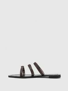 CUCCOO BIZCHIC Practical Flat Sandals With Simple Buckles For Women - Coffee - View 9