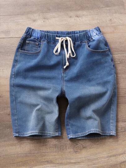 Manfinity Joysei 大码男式抽绳口袋休闲宽松百搭牛仔短裤