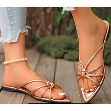 610 Sandalias planas punta aguda con tiras trenzadas - oro rosado - Ver 2