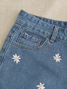 Breezaya Women's Embroidered Casual Denim Shorts - Medium Wash - View 4