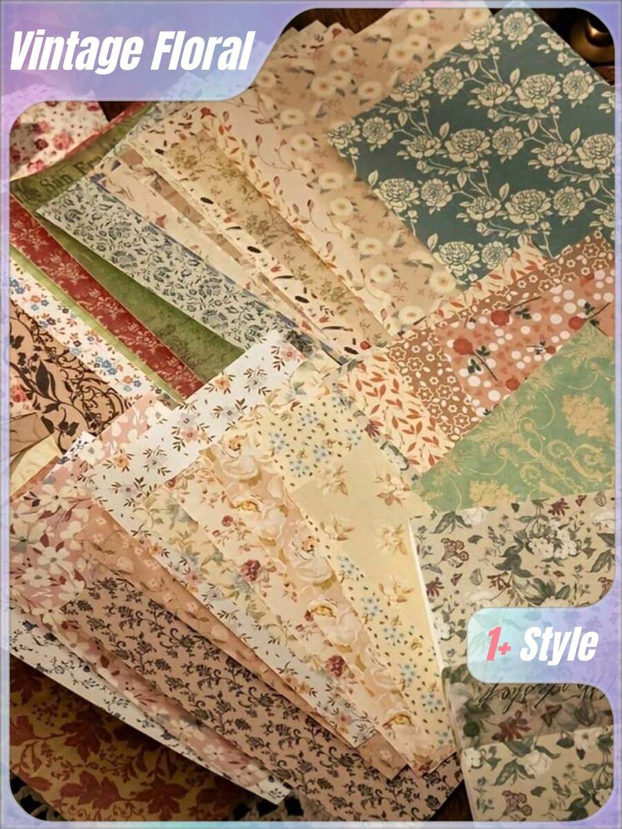100 Sheets Vintage Floral Scrapbook Decorative Floral Art Stickers, Natural Vintage Paper Stickers Collection For Junk Journal DIY Art Craft Album Planner Notebook Notebook Envelope Gift Wrap