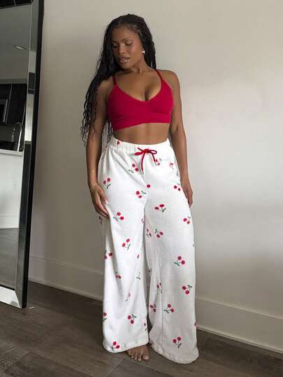 Tyla Gomez 女款樱桃图案前系带休闲裤