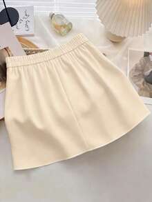 GlowEve CURVE 大码优雅褶皱链条装饰迷你裙 - 杏色 - 查看 2