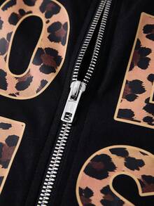 Teen Boy Loose Leopard Print Letter Pattern Polo Collar Short Sleeve Shirt Suitable For Birthday Parties, Evening Parties, Performances, Weddings, Baptisms, Opening Ceremonies Daily Suitable For Daily Use Suitable For School Suitable For Travel Suitable For Sports Suitable For Spring And Summer - Black - View 6