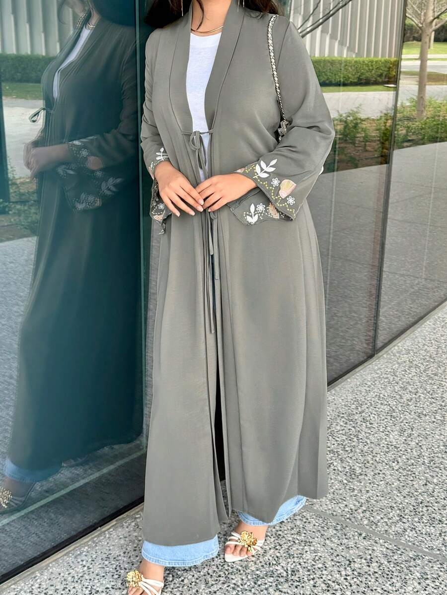 Al Najma 女士印花简约日常长袖长袍 - 綠色 - 查看 1