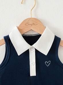 Souflis Souflis French Style Navy And White Baby Girls Summer Dress - Navy Blue - View 8
