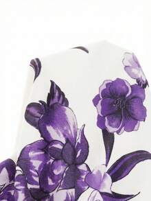 Ellevyn Đầm ngắn tay in họa tiết phối màu thời trang, thanh lịch dành cho nữ - Màu tím - Xem 7