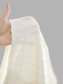 Firerie Kids 少女杏色纹理面料不对称肩部上衣+宽松长裤两件套，休闲时尚，百搭，适合派对、郊游、姐妹合照、公园、露营、度假、日常休闲等场合。 - 杏色 - 查看 4