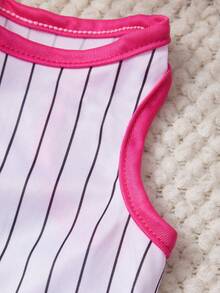 PETSIN 1pc Red Letter LOVE YOU Printed Pet Tank Top Black Vertical Pattern Rose Red Bordered Skin Friendly Breathable Pet Clothing - Multicolor - View 3