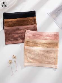 6件装女士无缝露背镂空抹胸文胸，无钢圈无肩带文胸 - 彩色 - 查看 3