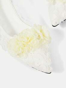 CUCCOO HITCHD Bailarinas elegantes y de moda con encaje floral 3D para mujer - Beis - Ver 9