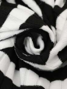 Brillora 女士休闲条纹拼接露背中长连衣裙，适合度假 - 黑色 - 查看 10