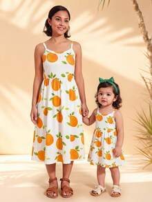 Baby Girl Fruit Print Casual Sleeveless Dress - Multicolor - View 5
