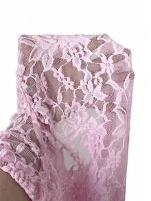 CovetEZ New Arrival Summer Fashionable Sexy Sheer Lace Light Pink Blouse For Women - Baby Pink - View 6