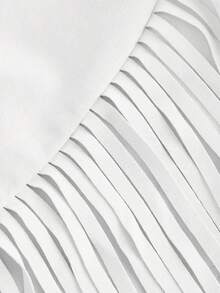 SHEIN MOD 大码女式棕色麂皮流苏两件套，音乐节服装，西部牛仔服饰 - 白色 - 查看 9