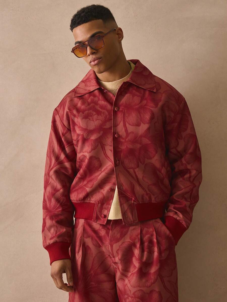Musero Oversized Collared Smart Style All Over Paisley Print Jacket Elasticated Waistband Spring Summer Essentials - Multicolor - View 1