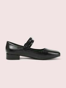 CUCCOO DOLLMOD Bombas de Salto Curto Grosso Estilo Mary Jane Vinho Tinto Femininas para Uso Casual Diário, Trabalho de Escritório, Festa, Transporte, BORDÔ, Sapatos de Primavera, Primavera, Páscoa, Natal - Preto - Visão 10