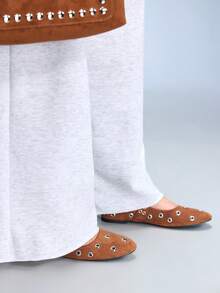 CUCCOO GRLICON Women's Rivet Decor Buckle Flat Loafers - Brown - View 4