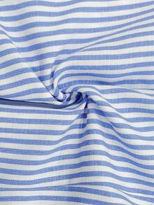 Elenzga Women's Striped Sleeveless Lapel Front Button Casual Versatile Thin Blazer - Blue and White - View 4