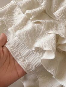 Muvela 新款春夏白色层叠荷叶边可爱甜美A字裙女装 - 杏色 - 查看 7