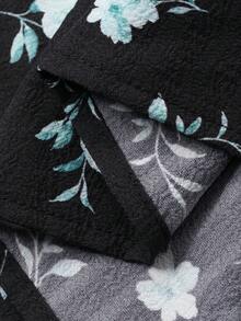 Livesso 女士褶皱宽松飘逸中长款夏季连衣裙 - 藍色 - 查看 9