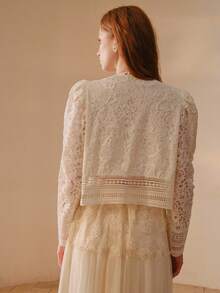 MOTF PREMIUM CONTRAST LACE HOLLOW OUT JACKET - Apricot - View 3