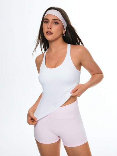 Eassivo Eassivo Women's Solid Color Minimalist Sleeveless Casual Sports Tank Top