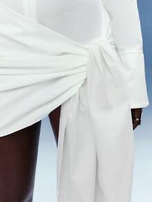 Normani Women's Fashionable Sexy Lace-Up Backless Mini Wrap Dress - White - View 7