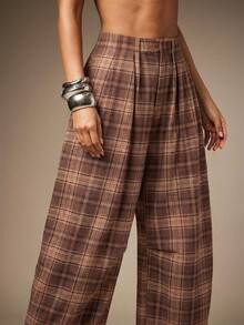 Hauture Basic Summer Casual Solid Charcoal Pleated Oversized Barrel Pants - Multicolor - View 2