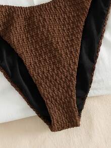 Swim Chiccia 春夏女士泳装两件套，性感度假优雅双肩带女士沙滩装套装 - 棕色 - 查看 3