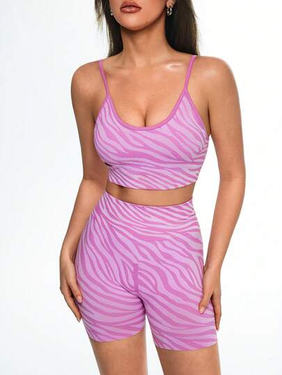 Eassivo Eassivo Sexy Yoga Set For Women, European And American Style, Cross Strap Supportive Sports Bra And Shorts Yoga Outfit