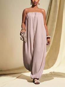 Veslaya Bộ jumpsuit dáng rộng không dây vai màu mơ cao cấp, chất liệu vải dệt họa tiết, dành cho nữ, thích hợp cho các dịp lễ hội âm nhạc, lễ Phục sinh, phong cách miền Tây, du mục, tiệc sinh nhật, lễ tốt nghiệp, đại học, sinh viên, thường ngày, dễ phối đồ, giải trí, kỳ nghỉ, du lịch biển, bãi biển, tắm nắng, xu hướng thịnh hành, thời trang đường phố, dự tiệc cưới phong cách Boho, đi làm, ăn sáng muộn, sân bay, tiệc tùng, dã ngoại ngày lễ, dạ hội sang trọng, vũ hội, thường ngày. Bộ jumpsuit dáng rộng không dây vai, ống côn, màu mơ cao cấp, chất liệu vải dệt họa tiết, dành cho nữ cỡ lớn. - Màu be - Xem 2