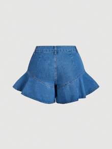 Sweetra Shorts vaqueros casuales para mujer - Azul - Ver 2