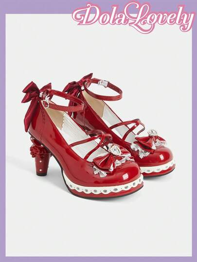 Dola Lovely Tacones altos de moda con diseño de hebilla con lazo, versátiles para uso diario