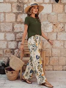 Faunlyn 女士休闲花卉印花紧身两件套，适合春夏季节 - 彩色 - 查看 5