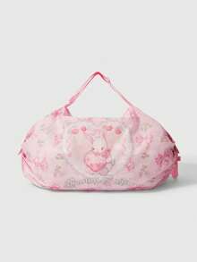 ROMWE Kawaii 1pc Large-Capacity Shoulder Handbag With Printed Pattern, Suitable For Camping, Beach, Travel, Shopping, School, Work And Other Occasions. - waxy powder - View 7