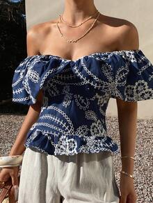 Livesso Women's Solid Color Strapless One-Shoulder Elegant Cropped Summer Top Going Out Tops Women - Blue - View 3