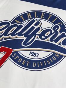 少女落肩印花针织T恤和喇叭裤两件套，休闲时尚，百搭，适合派对、郊游、姐妹合照、公园、露营、度假、日常休闲等场合。 - 白色 - 查看 3