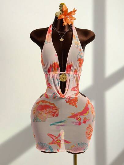 Swim SXY Women's Sexy Draped Neck Beach Cover Up