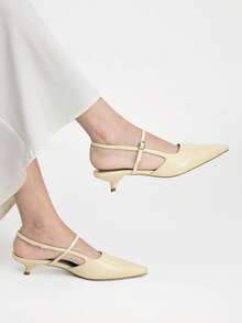 Tacones altos elegantes con diseño de hebilla y punta afilada para mujer - Albaricoque - Ver 9