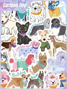 100 piezas de pegatinas de perro de estilo lindo y de dibujo a mano, calcomanías decorativas resistentes al agua para cuadernos, portátiles, botellas de agua, etc. de vuelta a la escuela - Multicolor - Ver 2