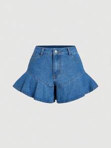 Sweetra Shorts vaqueros casuales para mujer - Azul - Ver 1