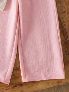 SHEIN 女童碎花荷叶边上衣和阔腿裤可爱两件套 - 彩色 - 查看 7