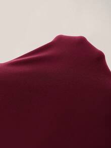 SHEIN ICON Solid Color Backless Sexy Casual Mini Dress - Burgundy - View 7