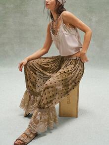 Bohemela Women's Casual Loose Polka Dot Print Lace Patchwork Pants - Multicolor - View 8