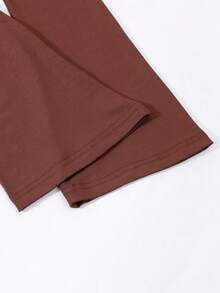 Brown Plain A Line Party Dress For Teen Girls Featuring Off The Shoulder And Three Quarter Sleeves - Brown - View 8