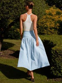 COSMINA Women's Summer Casual Plaid Skirt - Baby Blue - View 7