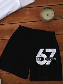Fantacosmos 一套男童绿色扎染“67”数字字母印花短袖T恤和短裤套装，适合休闲穿着、运动、春夏装扮 - 彩色 - 查看 6